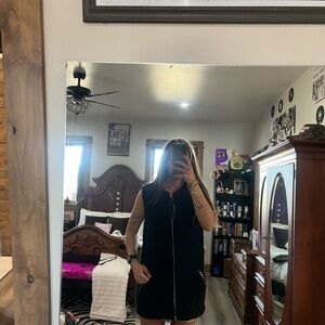 Banana Republic/ Maison Scotch Black Sleeveless Zip-Up Dress